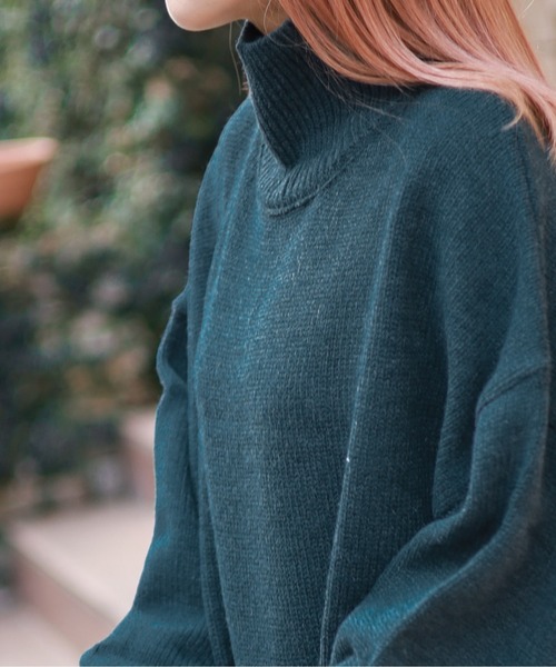 Bling Leads(ブリングリーズ)の「5ゲージ オーバーサイズハイネックニット(ニット/セーター・レディース・ブラック/ブラウン/グリーン/ベージュ・LARGE/MEDIUM/X-LARGE/SMALL)」の17枚目の写真