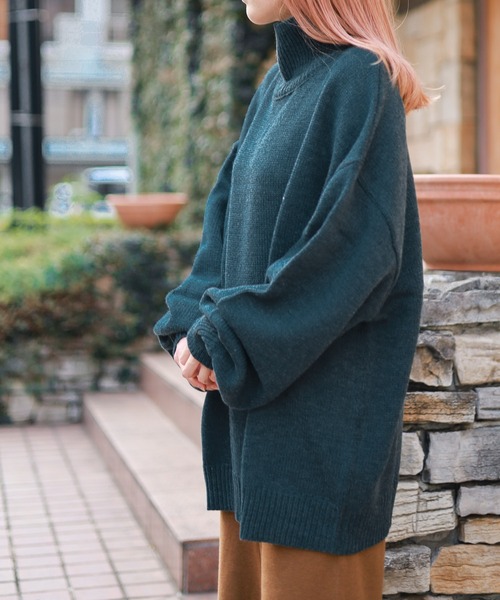 Bling Leads(ブリングリーズ)の「5ゲージ オーバーサイズハイネックニット(ニット/セーター・レディース・ブラック/ブラウン/グリーン/ベージュ・LARGE/MEDIUM/X-LARGE/SMALL)」の19枚目の写真