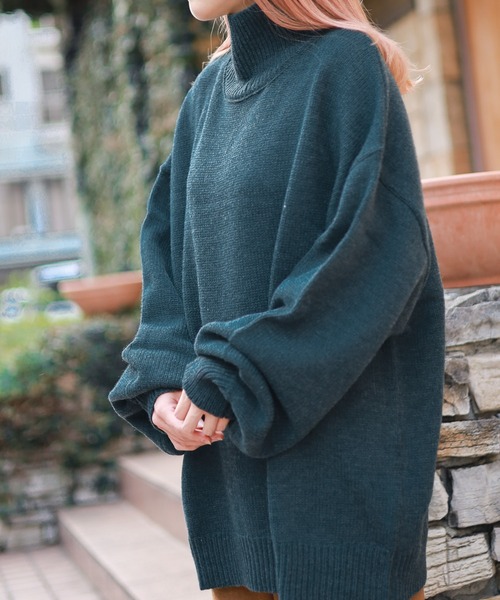 Bling Leads(ブリングリーズ)の「5ゲージ オーバーサイズハイネックニット(ニット/セーター・レディース・ブラック/ブラウン/グリーン/ベージュ・LARGE/MEDIUM/X-LARGE/SMALL)」の20枚目の写真