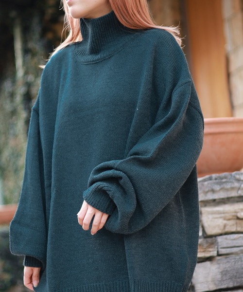 Bling Leads(ブリングリーズ)の「5ゲージ オーバーサイズハイネックニット(ニット/セーター・レディース・ブラック/ブラウン/グリーン/ベージュ・LARGE/MEDIUM/X-LARGE/SMALL)」の21枚目の写真