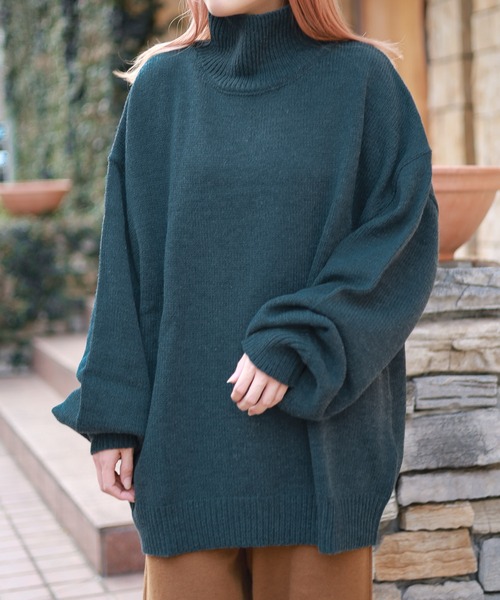 Bling Leads(ブリングリーズ)の「5ゲージ オーバーサイズハイネックニット(ニット/セーター・レディース・ブラック/ブラウン/グリーン/ベージュ・LARGE/MEDIUM/X-LARGE/SMALL)」の22枚目の写真