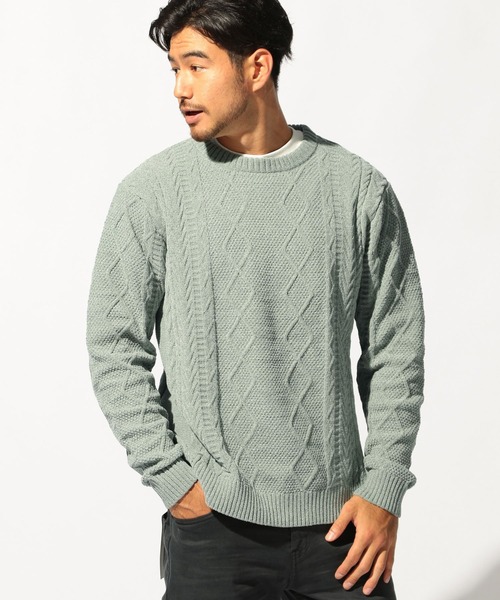 BAYFLOW(ベイフロー)の「【WEB限定】ケーブルニットプルオーバー(ニット/セーター・メンズ・ネイビー/グリーン/ベージュ/イエロー・LARGE/MEDIUM)」の9枚目の写真