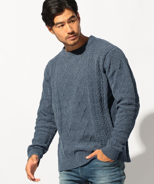 BAYFLOW(ベイフロー)の「【WEB限定】ケーブルニットプルオーバー(ニット/セーター・メンズ・ネイビー/グリーン/ベージュ/イエロー・LARGE/MEDIUM)」の7枚目の写真