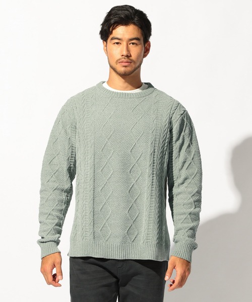 BAYFLOW(ベイフロー)の「【WEB限定】ケーブルニットプルオーバー(ニット/セーター・メンズ・ネイビー/グリーン/ベージュ/イエロー・LARGE/MEDIUM)」の5枚目の写真