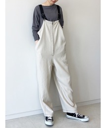 Samansa Mos2 blue | フロントジップサロペット(サロペット/オーバーオール)