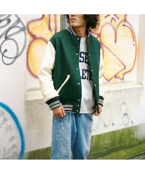 CPCM(シーピーシーエム)の「ラインリブメルトンスタジャン(スタジャン・メンズ・ブラック/ネイビー/ブラウン/グリーン・LARGE/MEDIUM)」の6枚目の写真