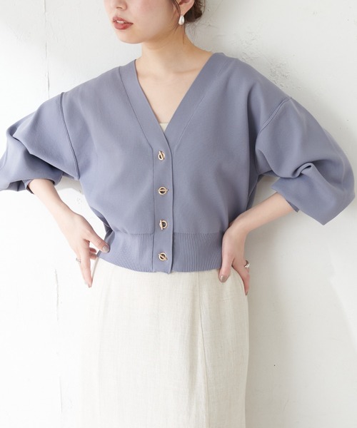 natural couture(ナチュラルクチュール)の「【おうちで洗える!】プチプラハトメバー釦おしゃれカーデ(カーディガン/ボレロ・レディース・ブラック/ネイビー/ブラウン/サックスブルー/グレイッシュベージュ/オフホワイト・FREE)」の21枚目の写真