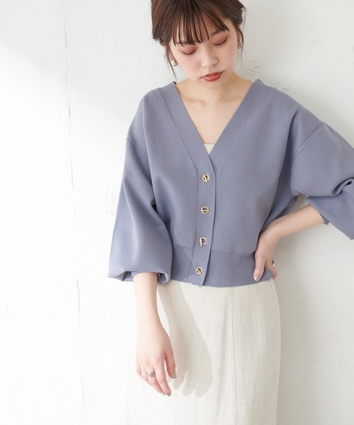 natural couture(ナチュラルクチュール)の「【おうちで洗える!】プチプラハトメバー釦おしゃれカーデ(カーディガン/ボレロ・レディース・ブラック/ネイビー/ブラウン/サックスブルー/グレイッシュベージュ/オフホワイト・FREE)」の18枚目の写真