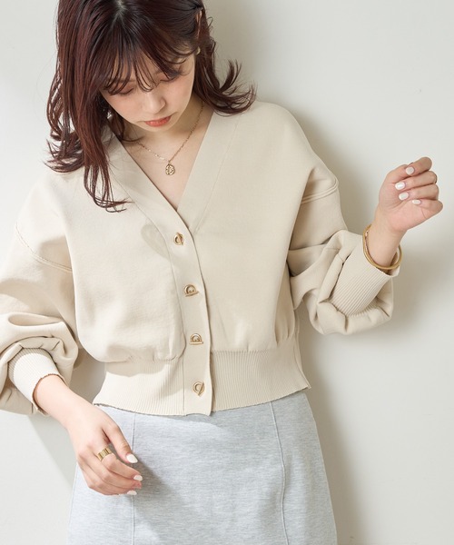 natural couture(ナチュラルクチュール)の「【おうちで洗える!】プチプラハトメバー釦おしゃれカーデ(カーディガン/ボレロ・レディース・ブラック/ネイビー/ブラウン/サックスブルー/グレイッシュベージュ/オフホワイト・FREE)」の9枚目の写真