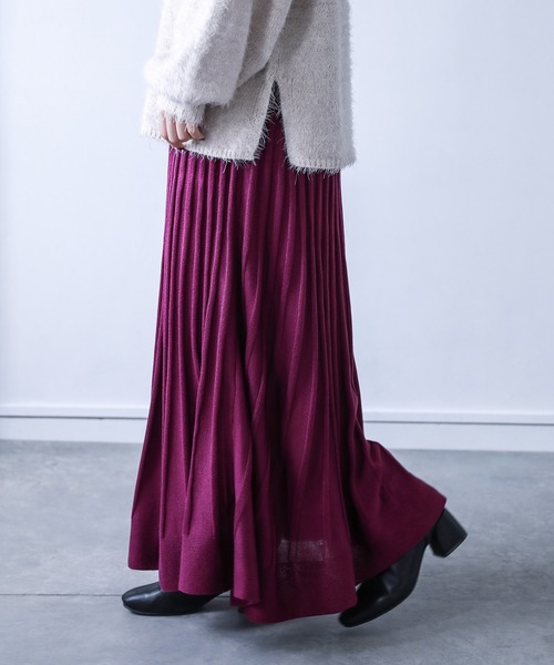 n'OrLABEL（ノアールレーベル）の「『あぜ編みニットフレアスカート』（スカート・レディース・ブラック/グリーン/マスタード/プラム/オレンジ/ナチュラル/グレー・1/2）」の5枚目の写真