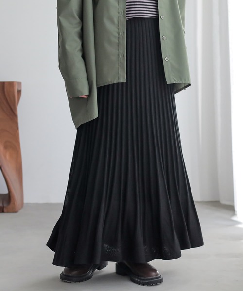 n'OrLABEL（ノアールレーベル）の「『あぜ編みニットフレアスカート』（スカート・レディース・ブラック/グリーン/マスタード/プラム/オレンジ/ナチュラル/グレー・1/2）」の11枚目の写真