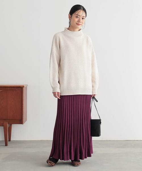 n'OrLABEL（ノアールレーベル）の「『あぜ編みニットフレアスカート』（スカート・レディース・ブラック/グリーン/マスタード/プラム/オレンジ/ナチュラル/グレー・1/2）」の10枚目の写真