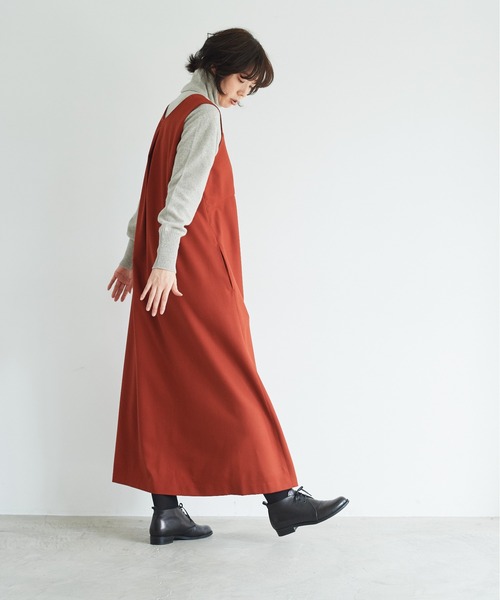 note et silence (ノートエシロンス)の「【 AMB100貨 】サキソニーノースリワンピース(ワンピース・レディース・ネイビー/キナリ/テラコッタ・1/2)」の9枚目の写真