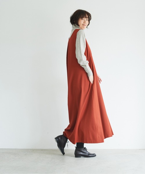 note et silence (ノートエシロンス)の「【 AMB100貨 】サキソニーノースリワンピース(ワンピース・レディース・ネイビー/キナリ/テラコッタ・1/2)」の4枚目の写真