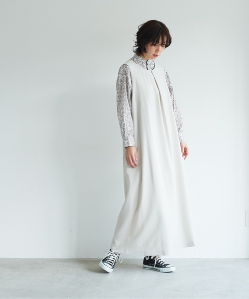 note et silence (ノートエシロンス)の「【 AMB100貨 】サキソニーノースリワンピース(ワンピース・レディース・ネイビー/キナリ/テラコッタ・1/2)」の11枚目の写真