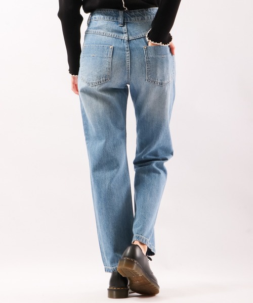 【アミリ】ストレート デニム ウォッシュ加工 ハイウエスト 青 AMIRI ストーンウォッシュ ストレートジーンズ | ブルー