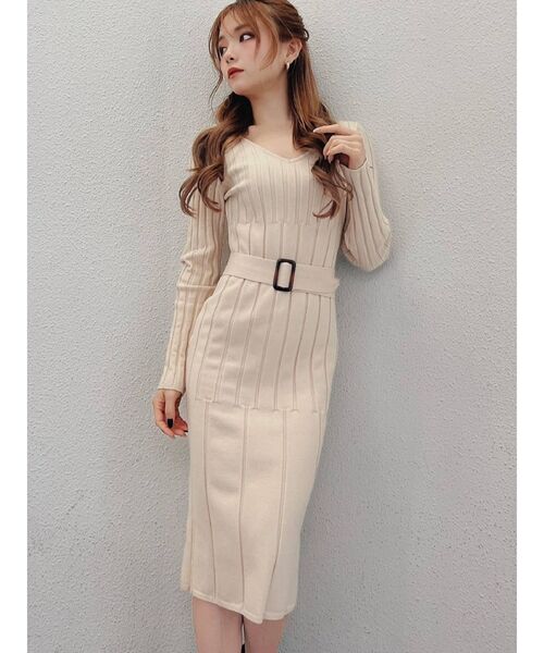 RESEXXY（リゼクシー）の「タイトミディニットワンピース（ワンピース・レディース・ブラック/ベージュ/ブルー/モカ・FREE）」の3枚目の写真