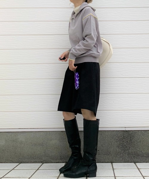 Q（キュー）の「ハーフジップニット（ニット/セーター・レディース・ライトグレー/ブラック/フューシャピンク・MEDIUM）」の7枚目の写真