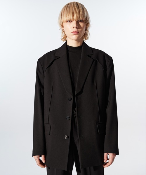 ADD SEOUL（エーディーディーソウル）の「【ADD SEOUL】AVANTGARDE FLAP BLAZER / アヴァンギャルド オーバーサイズ フラップ テーラードジャケット / セットアップ対応（テーラードジャケット・メンズ・ブラック・MEDIUM/LARGE）」の4枚目の写真