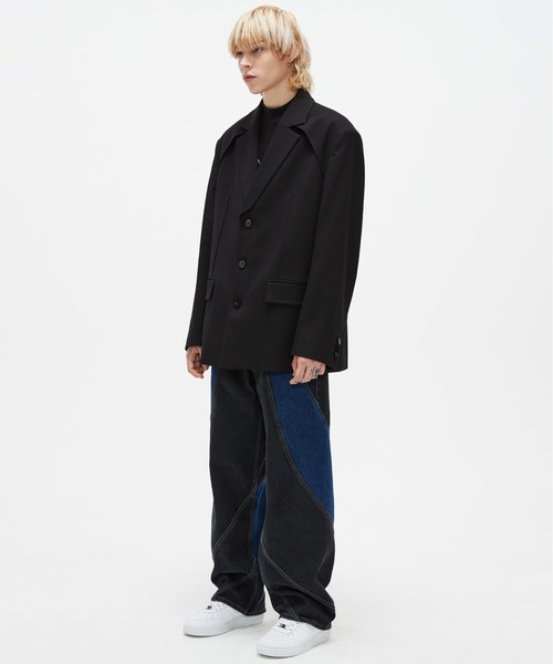 ADD SEOUL（エーディーディーソウル）の「【ADD SEOUL】AVANTGARDE FLAP BLAZER / アヴァンギャルド オーバーサイズ フラップ テーラードジャケット / セットアップ対応（テーラードジャケット・メンズ・ブラック・MEDIUM/LARGE）」の6枚目の写真