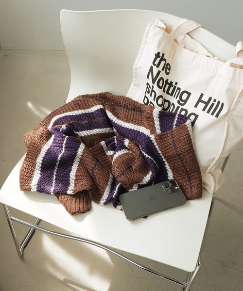 c.u.l(シーユーエル)の「マルチボーダークロップド丈ニット culw139(ニット/セーター・レディース・ブラウン・FREE)」の18枚目の写真