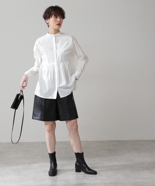 N.(N. Natural Beauty Basic)(エヌエヌナチュラルビューティーベーシック)の「◆ペプラムバンドカラーシャツ(シャツ/ブラウス・レディース・オフホワイト/ブルー系その他/レッド系その他/ブラック系その他・MEDIUM)」の13枚目の写真