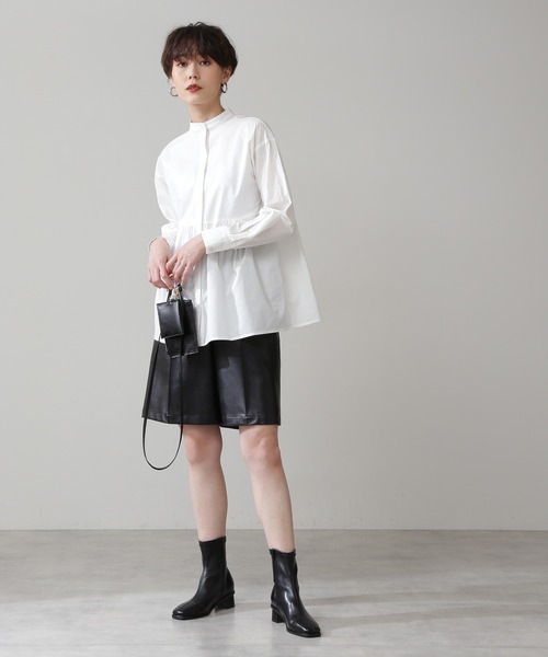 N.(N. Natural Beauty Basic)(エヌエヌナチュラルビューティーベーシック)の「◆ペプラムバンドカラーシャツ(シャツ/ブラウス・レディース・オフホワイト/ブルー系その他/レッド系その他/ブラック系その他・MEDIUM)」の11枚目の写真