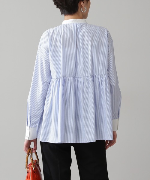 N.(N. Natural Beauty Basic)(エヌエヌナチュラルビューティーベーシック)の「◆ペプラムバンドカラーシャツ(シャツ/ブラウス・レディース・オフホワイト/ブルー系その他/レッド系その他/ブラック系その他・MEDIUM)」の14枚目の写真