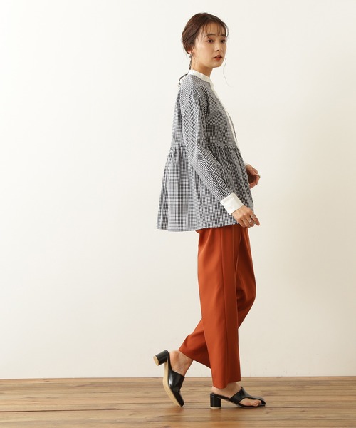 N.(N. Natural Beauty Basic)(エヌエヌナチュラルビューティーベーシック)の「◆ペプラムバンドカラーシャツ(シャツ/ブラウス・レディース・オフホワイト/ブルー系その他/レッド系その他/ブラック系その他・MEDIUM)」の18枚目の写真