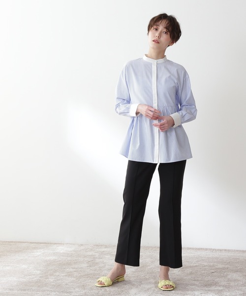 N.(N. Natural Beauty Basic)(エヌエヌナチュラルビューティーベーシック)の「◆ペプラムバンドカラーシャツ(シャツ/ブラウス・レディース・オフホワイト/ブルー系その他/レッド系その他/ブラック系その他・MEDIUM)」の16枚目の写真