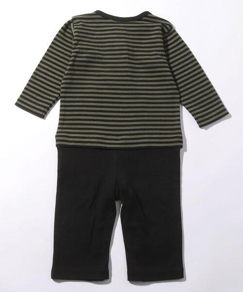 agnes b.（アニエスベー）の「J190 L GREN ベビー ボーダードッキングロンパース（ロンパース・キッズ・グリーン系その他・1YEAR/6MONTH）」の2枚目の写真