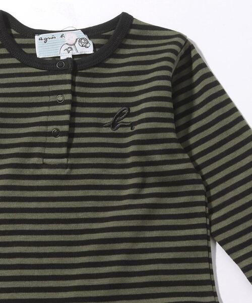 agnes b.（アニエスベー）の「J190 L GREN ベビー ボーダードッキングロンパース（ロンパース・キッズ・グリーン系その他・1YEAR/6MONTH）」の3枚目の写真