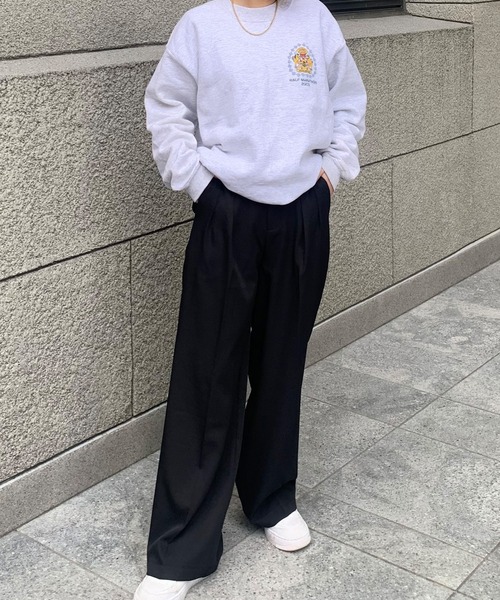 junoah(ジュノア)の「ダブルタックスラックスパンツ(スラックス・レディース・アイボリー/ブラック/モカ/ネイビー/ライム/イエロー/チャコール・LARGE/X-LARGE/MEDIUM)」の12枚目の写真