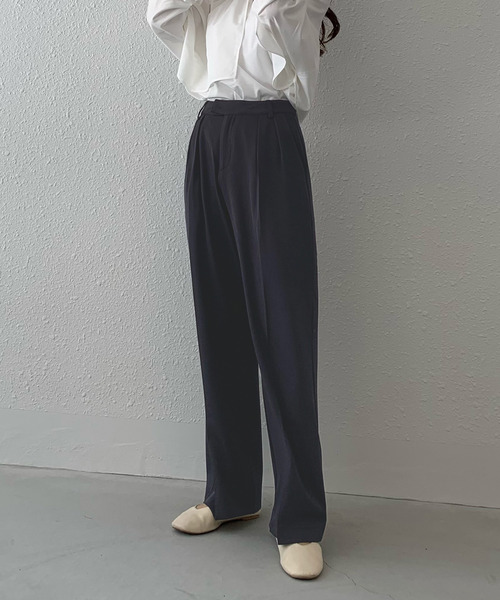 junoah(ジュノア)の「ダブルタックスラックスパンツ(スラックス・レディース・アイボリー/ブラック/モカ/ネイビー/ライム/イエロー/チャコール・LARGE/X-LARGE/MEDIUM)」の20枚目の写真