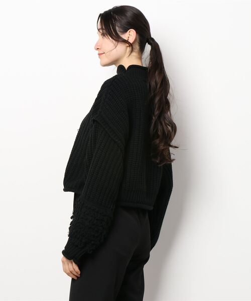 FIG&VIPER（フィグアンドバイパー）の「編地切替ショートニットTOP（ニット/セーター・レディース・ブラック/ブルー/アイボリー・FREE）」の7枚目の写真