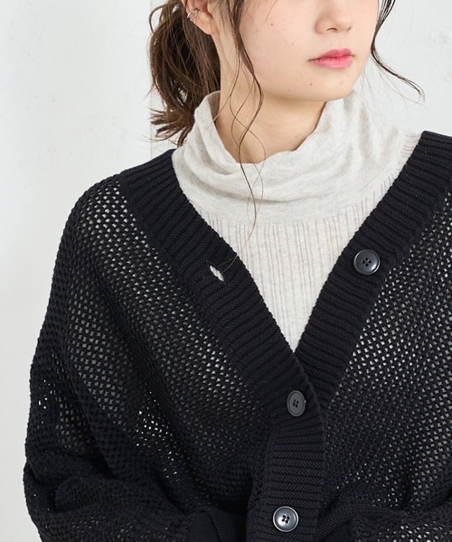 PUAL CE CIN（ピュアルセシン）の「綿針抜きハイネックリブインナー（Tシャツ/カットソー・レディース・ブラック/グレー/オフホワイト/ミント・FREE）」の3枚目の写真