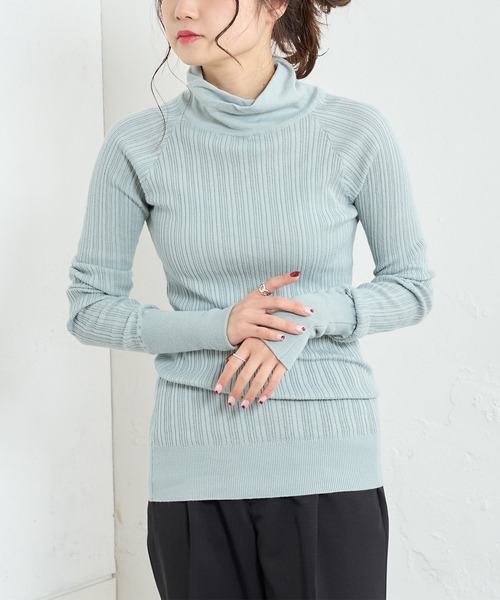 PUAL CE CIN（ピュアルセシン）の「綿針抜きハイネックリブインナー（Tシャツ/カットソー・レディース・ブラック/グレー/オフホワイト/ミント・FREE）」の4枚目の写真