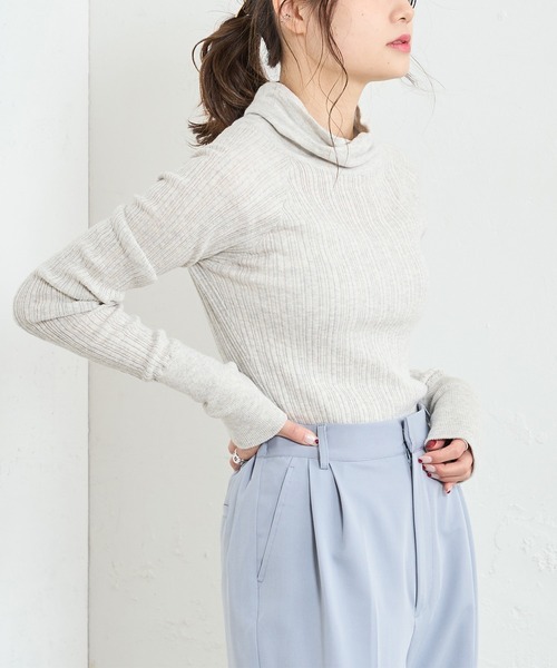 PUAL CE CIN（ピュアルセシン）の「綿針抜きハイネックリブインナー（Tシャツ/カットソー・レディース・ブラック/グレー/オフホワイト/ミント・FREE）」の9枚目の写真