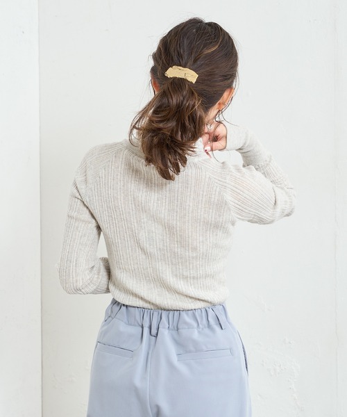 PUAL CE CIN（ピュアルセシン）の「綿針抜きハイネックリブインナー（Tシャツ/カットソー・レディース・ブラック/グレー/オフホワイト/ミント・FREE）」の10枚目の写真