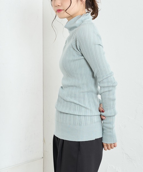 PUAL CE CIN（ピュアルセシン）の「綿針抜きハイネックリブインナー（Tシャツ/カットソー・レディース・ブラック/グレー/オフホワイト/ミント・FREE）」の14枚目の写真