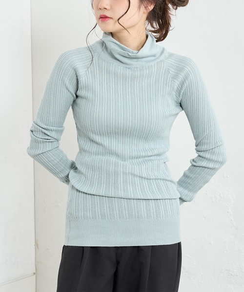 PUAL CE CIN（ピュアルセシン）の「綿針抜きハイネックリブインナー（Tシャツ/カットソー・レディース・ブラック/グレー/オフホワイト/ミント・FREE）」の13枚目の写真