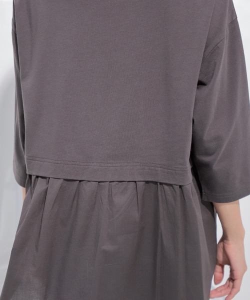 Honeys(ハニーズ)の「異素材使いロゴチュニック(Tシャツ/カットソー・レディース・ラベンダー/ライトベージュ/オフホワイト/ブラック/スミクロ・L/LL/M)」の20枚目の写真
