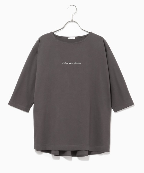 Honeys(ハニーズ)の「異素材使いロゴチュニック(Tシャツ/カットソー・レディース・ラベンダー/ライトベージュ/オフホワイト/ブラック/スミクロ・L/LL/M)」の22枚目の写真