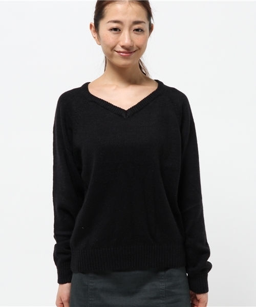 OUTLET（アウトレット）の「【who's who Chico】ナイロンアンゴラソフトドルマンニット（ニット/セーター・レディース・ネイビー/レッド・FREE）」の3枚目の写真