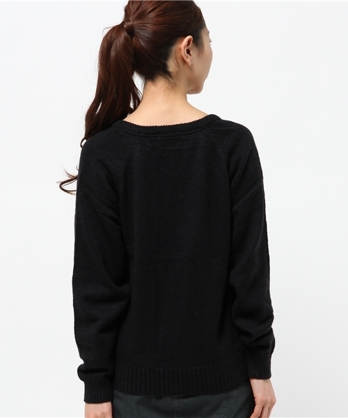 OUTLET（アウトレット）の「【who's who Chico】ナイロンアンゴラソフトドルマンニット（ニット/セーター・レディース・ネイビー/レッド・FREE）」の5枚目の写真