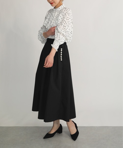 PICCIN（ピッチン）の「ドットプリントフリルネックブラウス（シャツ/ブラウス・レディース・ブラック/オフホワイト・M）」の11枚目の写真