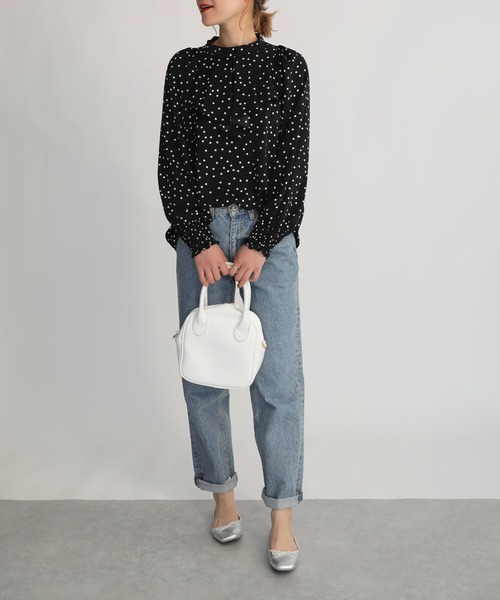 PICCIN（ピッチン）の「ドットプリントフリルネックブラウス（シャツ/ブラウス・レディース・ブラック/オフホワイト・M）」の18枚目の写真