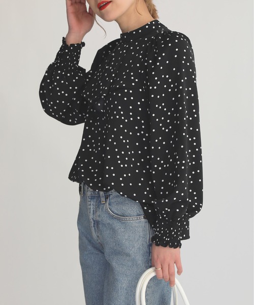 PICCIN（ピッチン）の「ドットプリントフリルネックブラウス（シャツ/ブラウス・レディース・ブラック/オフホワイト・M）」の15枚目の写真