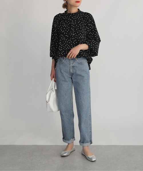 PICCIN（ピッチン）の「ドットプリントフリルネックブラウス（シャツ/ブラウス・レディース・ブラック/オフホワイト・M）」の16枚目の写真