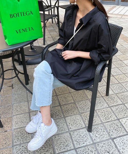 StyleSea(スタイルシー)の「コットンブロードバックオープンブラウス(シャツ/ブラウス・レディース・ホワイト/グリーン/ブラック/ライトブルー・MEDIUM)」の3枚目の写真